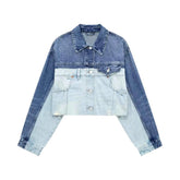 Chaqueta vaquera con bloques de color urbano para mujer